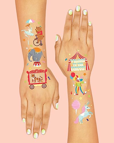 Circus Party Temporary Tattoos - 42 Gold & Silver Foil