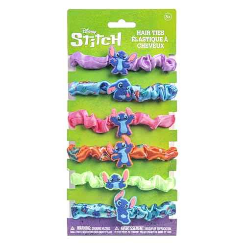 Stitch 6 Piece Hair Scrunchie Set, Hair Accessories for Girls, School Rewards Party Favors, Stocking Stuffer, Birthday Gift, Spa Days, Makeovers, Ages 3 and up, by Townley Girl