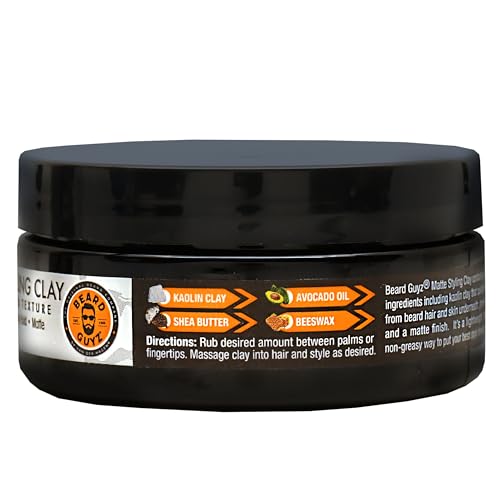 Beard Guyz Matte Styling Clay - Strong Hold Clay for Beard & Hair, 3 oz