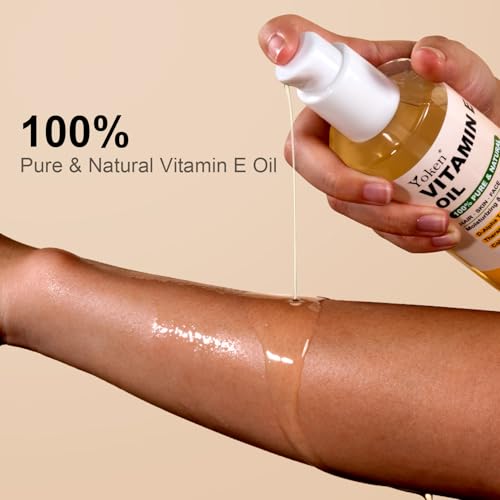 Yoken Vitamin E Oil 8oz - Pure D-Alpha Tocopherol for Face & Body