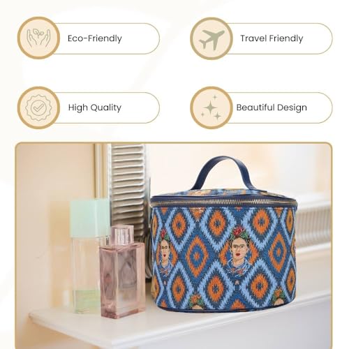 Signare Tapestry Toiletry Bag Makeup Organizer bag for Women with Mexican Folk Art Design