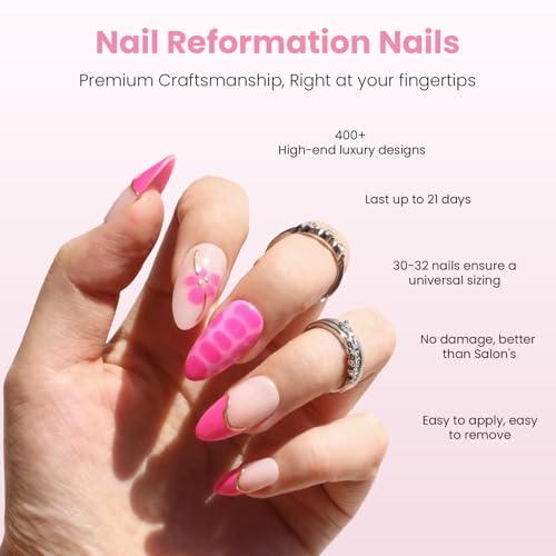 Nail Reformation Press On Nails - Peony Pop Floral Almond 30pc