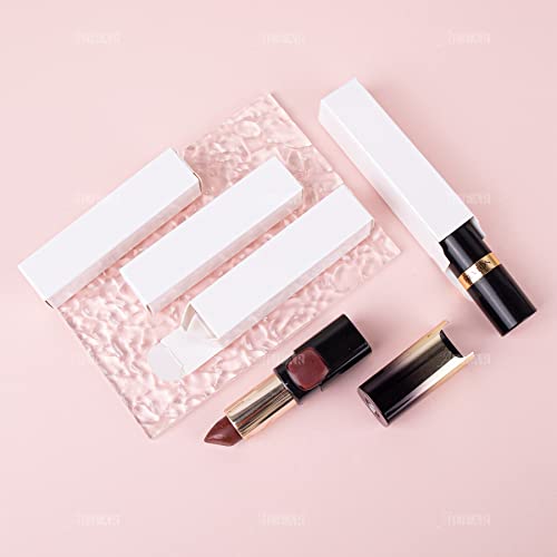 AUEAR, 50 Pack White Kraft Paper Lipstick Boxes Empty Lip Gross Box 3.35"x0.79"x0.79" Rectangle Balm Perfume Essence Oil Packaging Cases for DIY Gloss Gift