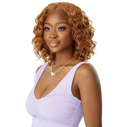 Outre Airtied 100% Fully Hand-Tied Wig - Human Hair Blend - Loose Deep 12" (WARM APRICOT)