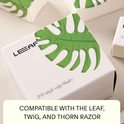 Leaf Shave | Leaf Single-Edge Safety Razor Blades, Platinum-Coated Stainless Steel Refills Compatible with Twig & Thorn Razor, and Dermaplaner, 200 Count