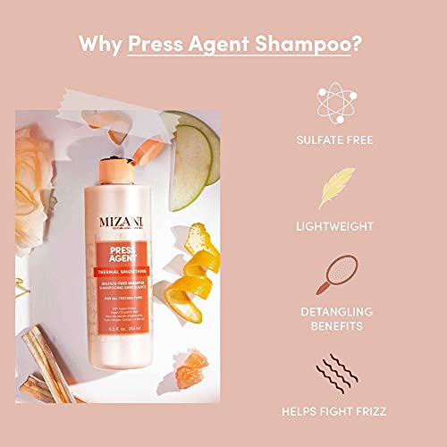 Mizani Press Agent Sulfate-Free Shampoo and Conditioner Set - Detangles and Moisturizes Hair For Heat, 8.5 Fl Oz (Pack of 2)