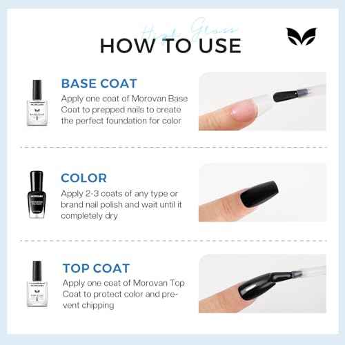 Base Top Coat Nail Polish: Clear Quick Dry High Glossy Nail Polish Shiny No Chip Long Lasting Air Dry Top Coat for Nail Art Manicure Salon Quality Women Gift