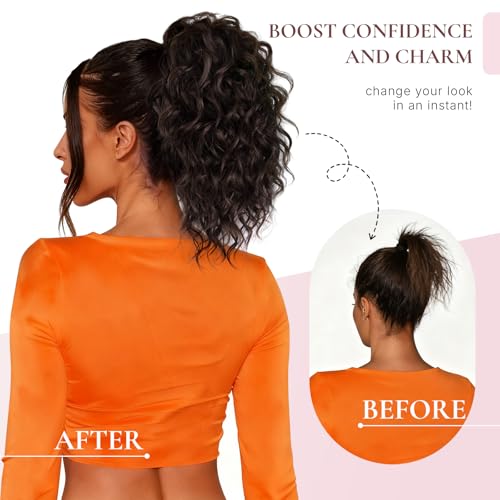 12 Inch Dark Brown Curly Ponytail Extension with Claw Clip