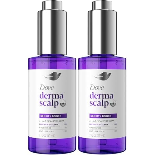 Dove Derma Scalp Density Boost 3-in-1 Scalp Serum With Prebiotic Glycerin,Zinc + Peptides,and Niacinamide For Breakage And Hair Thinning 2 oz,(Pack of 2)
