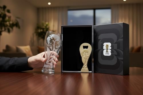 FIFA World Cup 2026 Pilsner Beer Glass & Trophy Bottle Opener Set