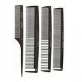 Cricket Professional Hair Stylist Carbon Comb Set ? Anti-Static, Heat-Resistant Carbon Fiber Combs with Seamless Teeth for Smooth Styling, Cutting, and Coloring ? 4-Piece Variety Pack