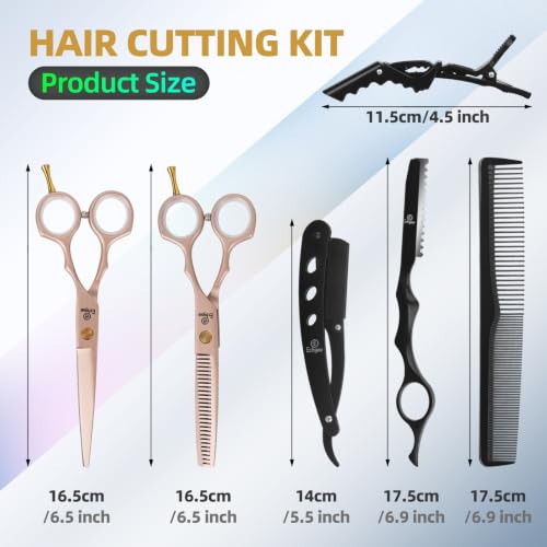Ethyxe Rose Gold 2-Piece Hair Cutting Scissors Set, Thinning & Straight Shears