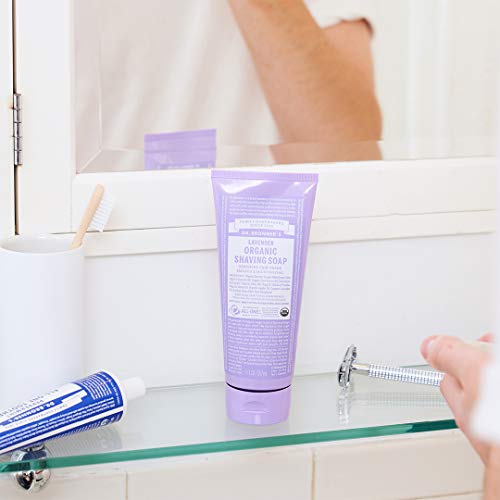 Dr. Bronner's Organic Shaving Soap? (Lavender, 7 Ounce)? Moisturizing Shave Soap for Men & Women? Certified Organic Sugar & Shikakai? For Face, Underarms & Legs