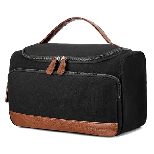 Vorspack Structured Canvas Toiletry Bag for Men - Large Travel Organizer with Wet Pocket