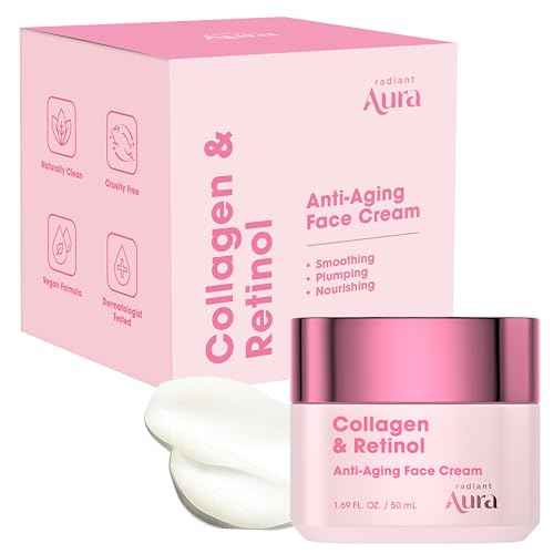 Collagen & Retinol Face Cream - Dermatologist Tested Korean Anti-Aging Moisturizer for Smoothing & Firming - Premium Formula for Wrinkle Care & Skin Rejuvenation - 1.67 fl oz