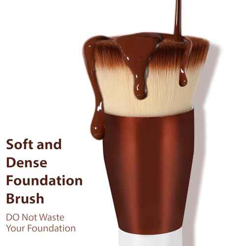 Daubigny 1.5" Top Diameter Foundation Brush - Premium Makeup Brush, Perfect For Liquid Makeup, Cream, Buffing, Blending (White Gold)