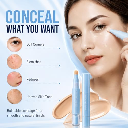 2-in-1 Liquid Foundation & Concealer Pen, Beige (2pcs)