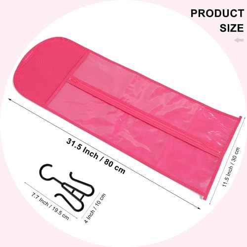 Hair Extension Holder 3Pcs Wig Storage Bags with Hanger, Wig Holder Wig Storage for Multiple Wigs, Breathable Dust-proof Extra Long Wig Bags for Hair Extensions & Accessories (Hot Pink)