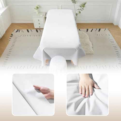 Reusable Massage Table Sheets, 87" x 51" Waterproof Massage Bed Cover PVC Wax Mat Pad Esthetician Bed Covers for Therapy Tattoo Beauty Salon SPA (White 2pcs)