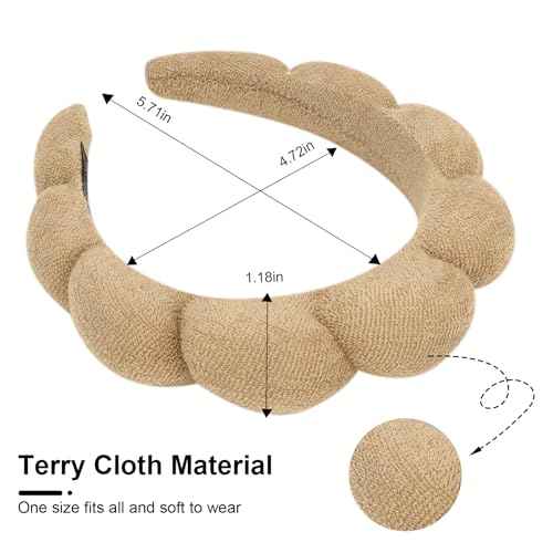 3 Pack Spa Headbands - Terry Cloth Makeup Headbands with Sponge for Skincare and Face Washing, Puffy Hair Band