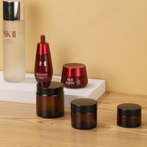 ZIYIZE Amber Glass Jars with Lids 4 Pack 1oz Small Travel Storage Containers
