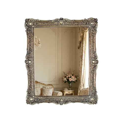 Antique Gold Wall Mirror 12 x 10 Inches - Freestanding or Wall Mount Decor