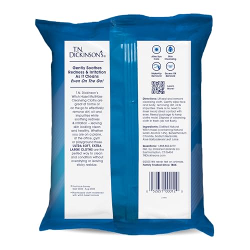 T.N. Dickinson's Witch Hazel Cleansing Cloths - 25 Wipes