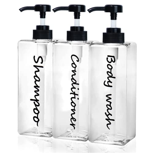 DIDROOM Refillable Shampoo Dispenser Bottles 21oz Set of 3