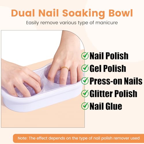 Dual Hand Nail Soaking Bowl Kit - Double-Layer Acrylic & Gel Remover