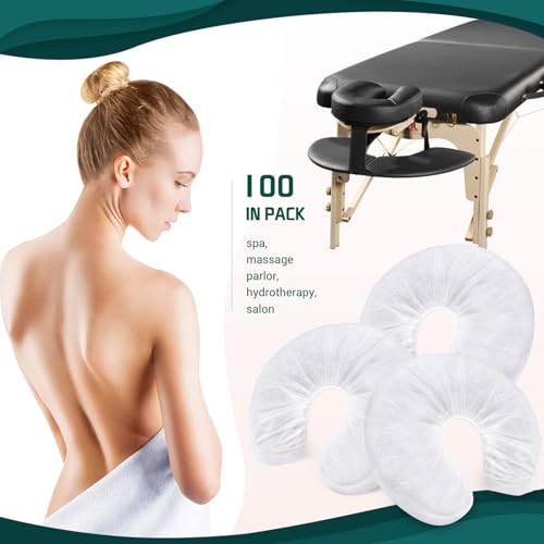 Noverlife 100 Pack Disposable Fitted Face Cradle Covers for Massage Tables