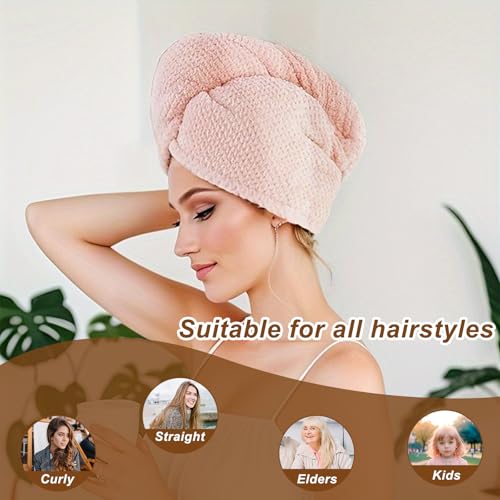 5-Pack Microfiber Hair Drying Towels - Fast-Drying Turbans for Women