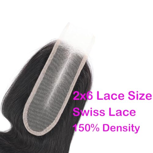 2x6 Human Hair HD Transparent Lace Closure Body Wave Skinlike 22inch 100% Virgin 2x6 Human Hair Middle Part Kim K Closure Brazilian 2x6 Body Wave HD Closure Natural Black glueless pre plucked bleached