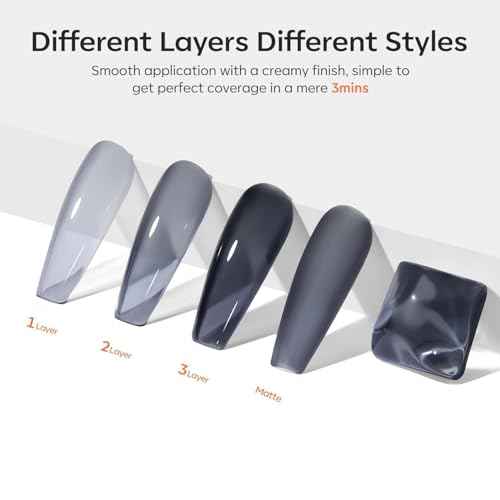 modelones Jelly Nude Black Gel Nail Polish 15 ML 1 Pcs Sheer Neutral Translucent Black Gel Polish Soak Off U V LED Nail Lamp Glassy Jelly Long Nails DIY Home for Women