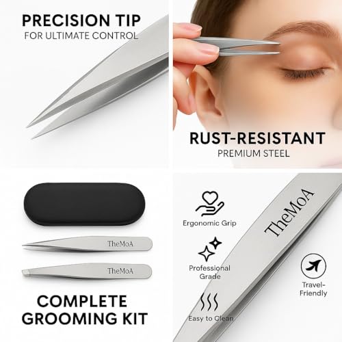 Precision Tweezers Set – Stainless Steel Pointed & Slant Tip