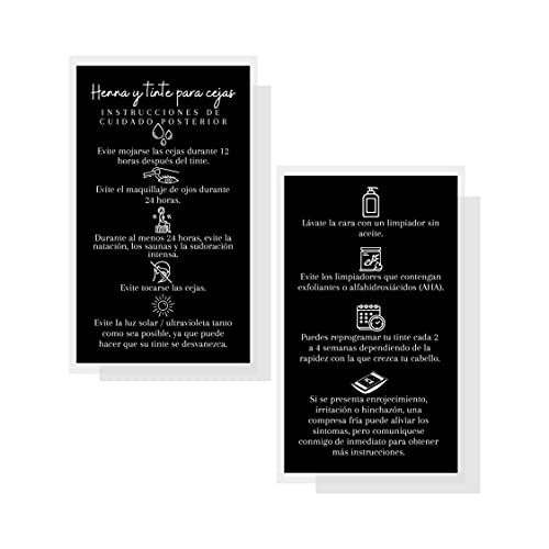 Spanish Brow Henna Tint Aftercare Cards | 50 Pack 2x3.5"