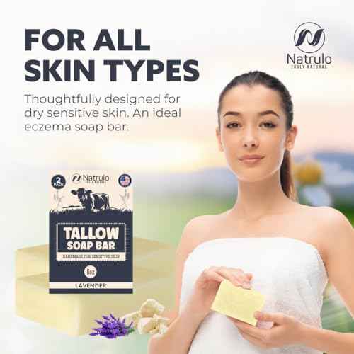 Beef Tallow Soap Bar ? All Natural Grass Fed Tallow Soap Lavender ? Moisturizing Face & Body Wash Great for Eczema, Dry, Itchy, Sensitive Skin ? Handcrafted Bath Soap for Adults, Kids, Made in USA