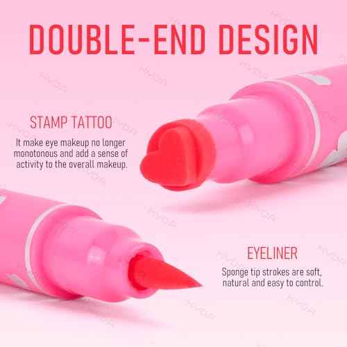 Ownest 7Pcs Colorful Eyeliner Stamp, Eye Liners Face Stamp for Cosplay Makeup, Black Blue Red Pink Orange Star Flowers Heart Moon Triangle Butterfly Smile Stamps Eyeliner Set