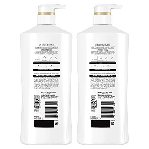 Pantene 2-in-1 Shampoo & Conditioner, Daily Moisture Renewal - Pro-V Nutrients for Dry, Straight to Curly Hair,72-Hour Hydration & Softness, 27.7 Oz Each, + Rescue Shot (0.5 Oz),2 Count (Pack of 2)