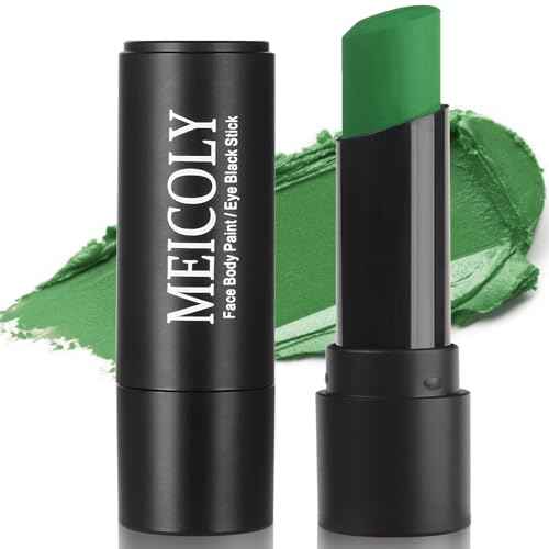 MEICOLY Green Face Body Paint Stick for Halloween SFX Cosplay Makeup,Witch Elphaba Green Face Paint, Camo Hulk Face Painting,Eye Black Stick,Waterproof Eye Black Baseball Softball Football Lacrosse