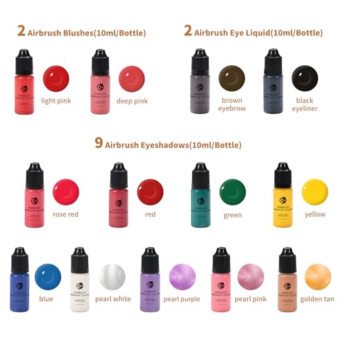 OPHIR 13-Piece Airbrush Makeup Kit - Blush, Eyeshadow, Eyeliner