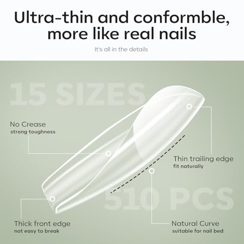 Modelones Z1 Long Coffin Nail Gel Extension Kit with 500 Tips & Portable UV Light