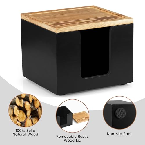 Wooden Face Towel Holder Box - Makeup Organizer for Bathroom