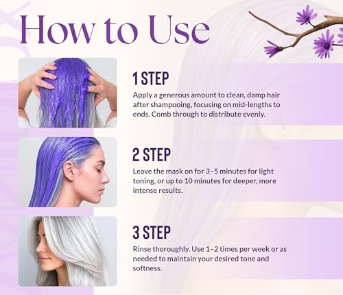 Purple Hair Mask for Gray & Silver Hair – Deep Conditioning Toner, 8oz