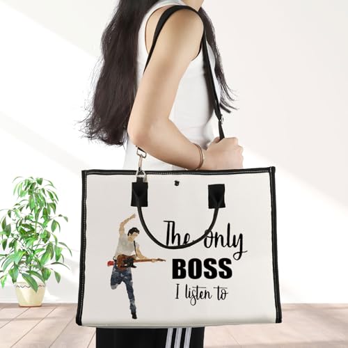 JNIAP Singer Fans Cosmetic Makeup Bag Rock Music Lover Gifts The Only Boss I Listen To Music Zipper Pouch Bag Singer Merchandise (only boss tote)