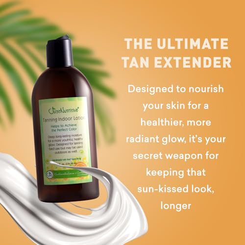 Just Nutritive Indoor Tanning Lotion | Natural Tanning Bed Moisturizer to Accelerate, Extend & Maintain Tan | With Aloe, Coffee, Papaya & Vitamin E | Non-Bronzing Formula | 8 Fl Oz