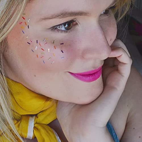 SPRINKLES RAINBOW EYE JEWEL set of 10 premium waterproof temporary colorful metallic gold and silver jewelry foil festival Flash Tattoos, eye jewel, rainbow sprinkles, metallic tattoo, face flash