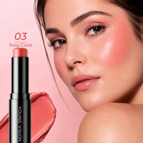 YOUNG VISION Multi-Use Cream Blush Makeup Stick, Hydrating Dewy Lip