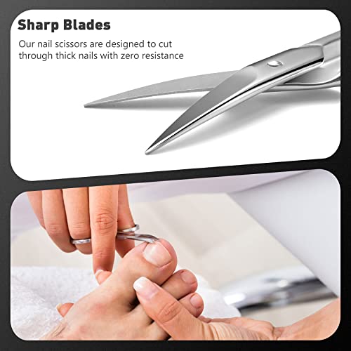 BEZOX Stainless Steel Curved Nail Scissors for Thick Toenails & Fingernails