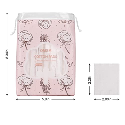 OMSM Cotton Makeup Remover Pads - 222PCS Lint-Free, High Absorbency