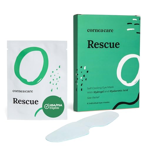 CorneaCare Rescue: Hydrogel Self Cooling Compress | Cold Eye Masks for Puffy Eyes | Self Cooling Eye Compress for Fast Relief | Travel Ready | 6 Count